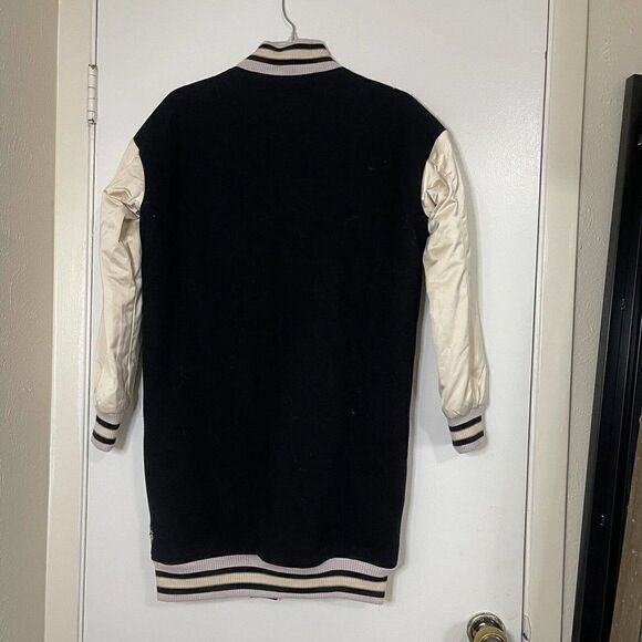 NEW! Scotch & Soda Black longline wool blend varsity snap jacket size XS $275 - Picture 7 of 7